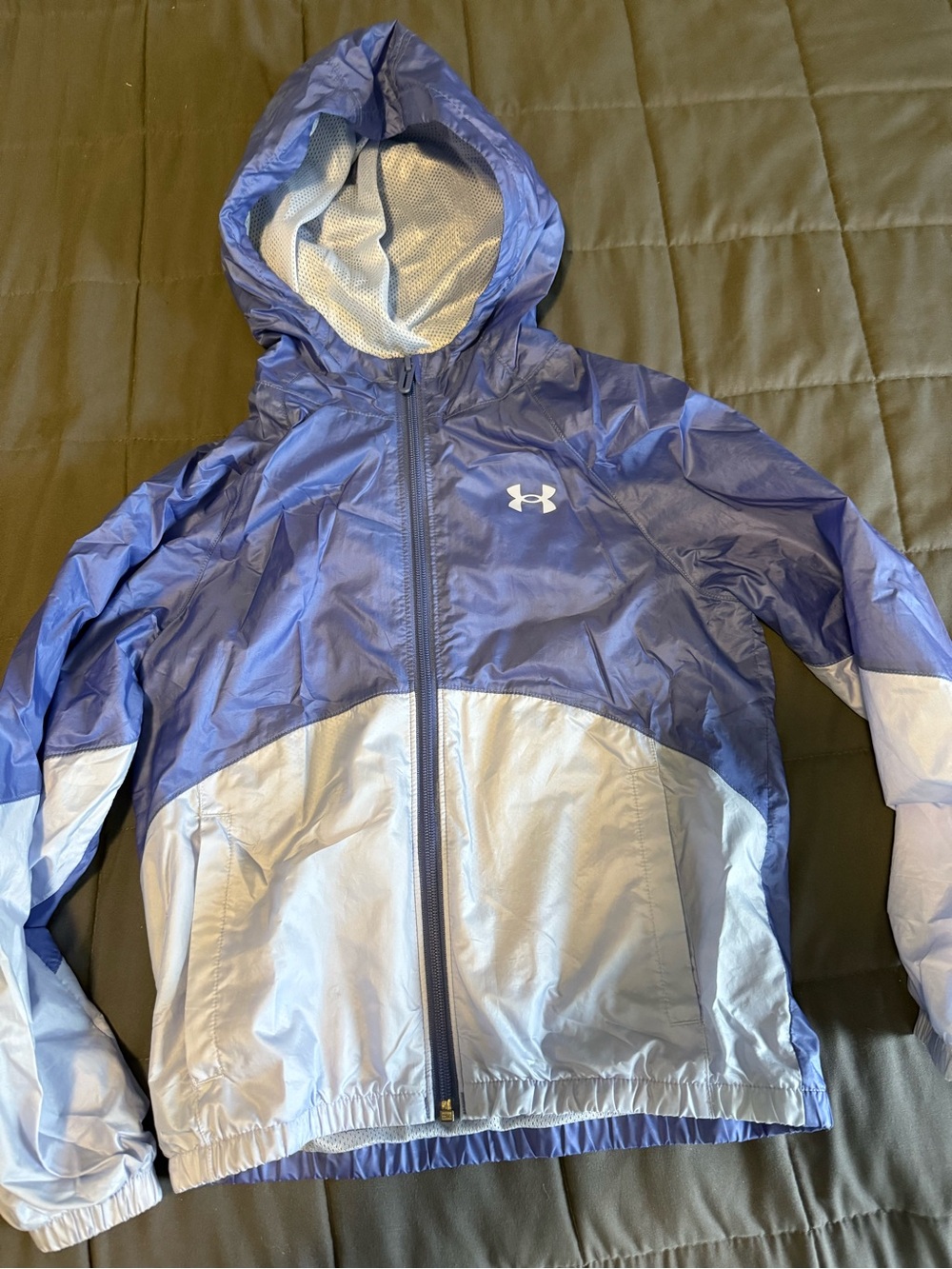 Under Armour Kids Purple and Light Gray Hooded Rain Jacket